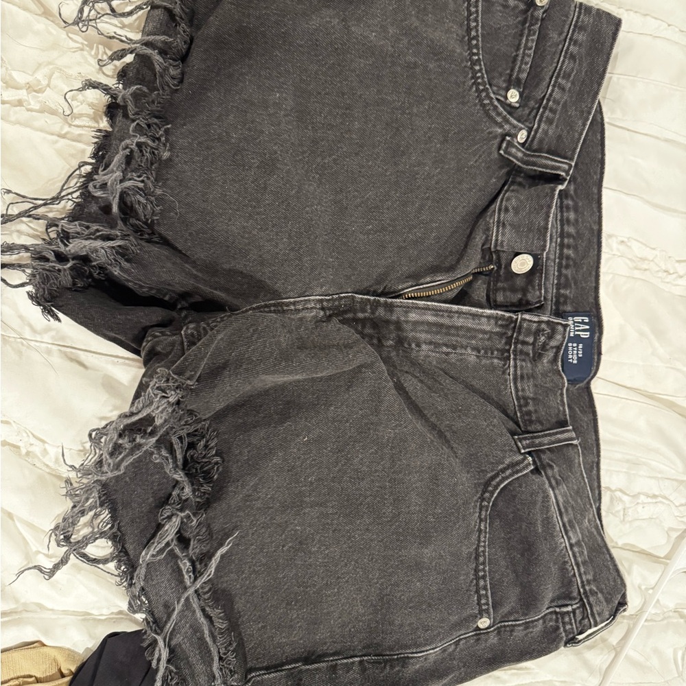 Black Distressed Denim Shorts